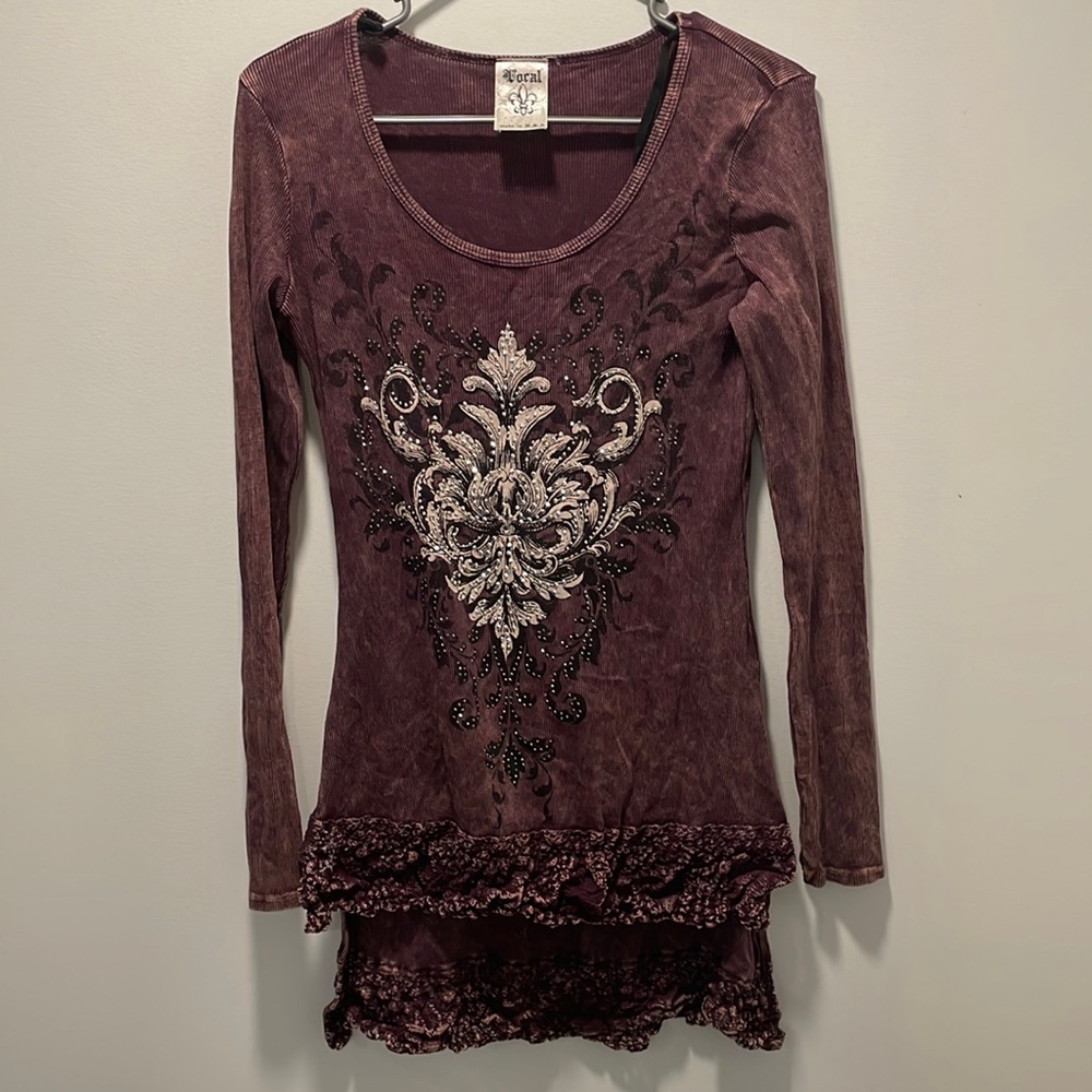 Vocal, deep purple, vintage, long sleeve shirt